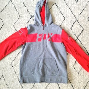 Gray and Red Men's Fox Hoodie Sweater Sweatshirt Size XL